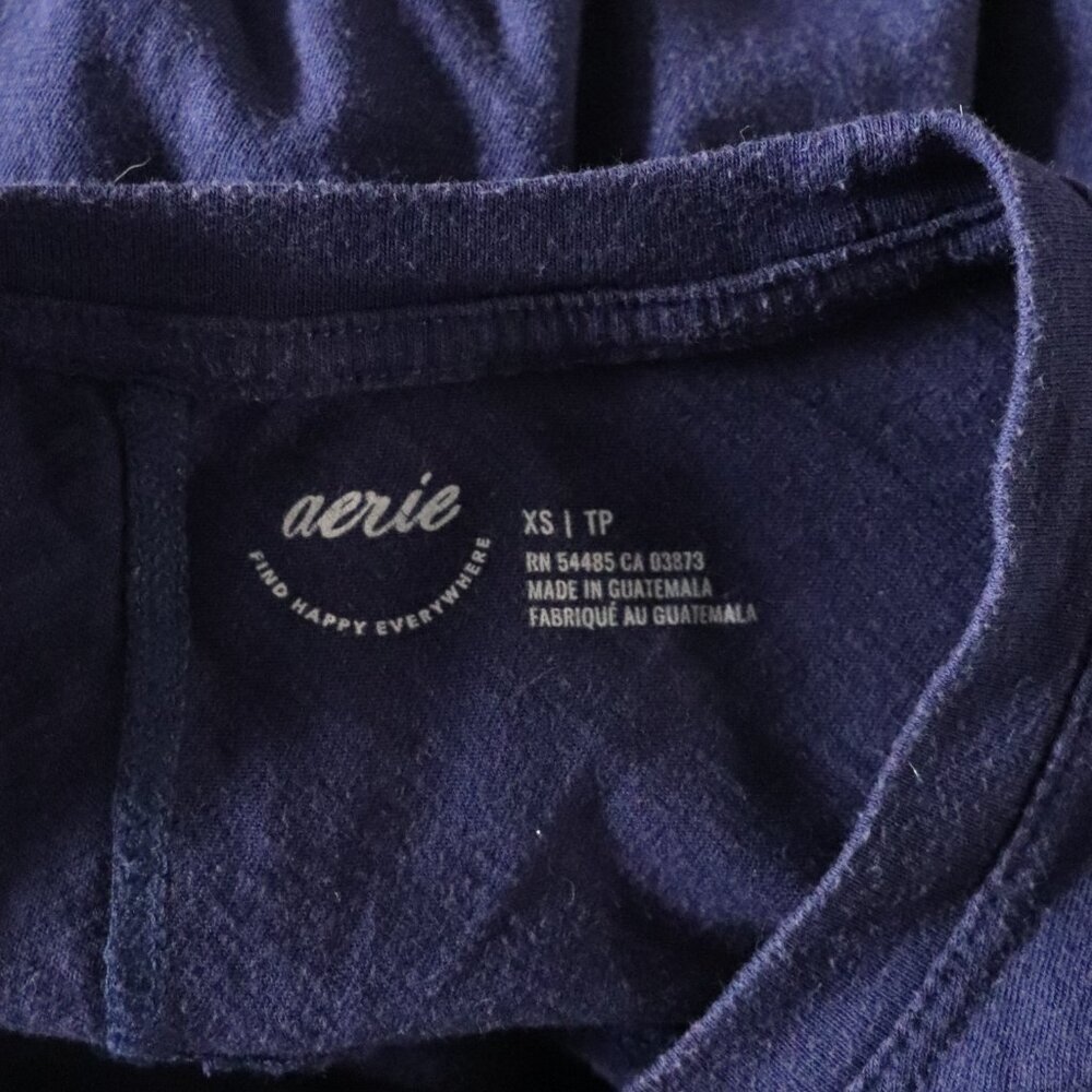 Aerie Women's Blue XS Slouchy‎ Oversized Lightweight Cotton Relaxed T-Shirt Top - Picture 9 of 12